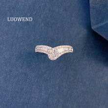 Load image into Gallery viewer, LUOWEND 18K White Gold Natural Diamond Ring for Women