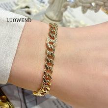 Load image into Gallery viewer, LUOWEND 18k Yellow Gold Natural Diamond Bracelet for Women