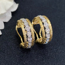 Load image into Gallery viewer, LUOWEND 18K White and Yellow Gold Real Natural Diamond Hoop Earrings for Women