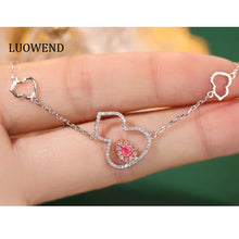 Load image into Gallery viewer, LUOWEND 18K White Gold Real Natural Pink Diamond Bracelet for Women