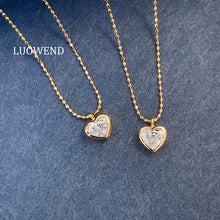 Load image into Gallery viewer, LUOWEND 18K Yellow Gold Natural Diamond Pendant Necklace for Women
