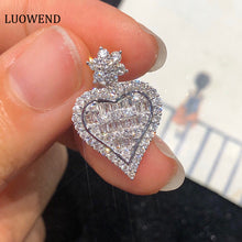 Load image into Gallery viewer, LUOWEND 18K White Gold Real Natural Diamond Earring and Necklace for Women