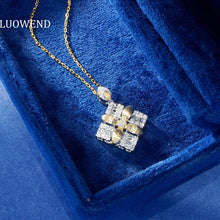 Load image into Gallery viewer, LUOWEND 18K White and Yellow Gold Real Natural Diamond Pendant Necklace for Women