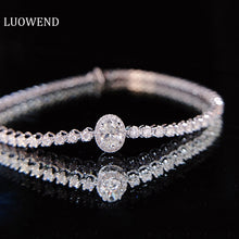 Load image into Gallery viewer, LUOWEND 18K White Gold Real Natural Diamond Bracelet for Women