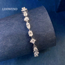 Load image into Gallery viewer, LUOWEND 18K White Gold Natural Diamond Bracelet for Women