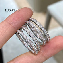 Load image into Gallery viewer, LUOWEND 18K White Gold Fine Jewelry Real Natural Diamond Hoop Earrings for Women