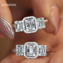 Load image into Gallery viewer, LUOWEND 18K White Gold Real Natural Diamond Ring for Women