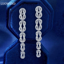 Load image into Gallery viewer, LUOWEND 18K White Gold Real Natural Diamond Drop Earrings for Women