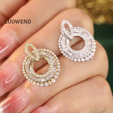 Load image into Gallery viewer, LUOWEND 18K White or Yellow Gold Real Natural Diamond Pendant Necklace for Women