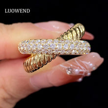 Load image into Gallery viewer, LUOWEND 18K Yellow Gold Real Natural Diamond Ring for Women