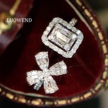 Load image into Gallery viewer, LUOWEND 18K White Gold Natural Diamond Ring for Women