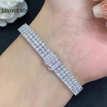 Load image into Gallery viewer, LUOWEND 18K White Gold Real Natural Diamond Bracelet for Women
