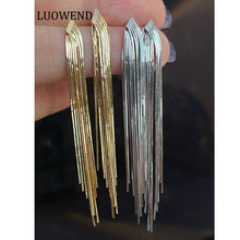Load image into Gallery viewer, LUOWEND 18K White/Yellow Gold Drop Earrings for Women