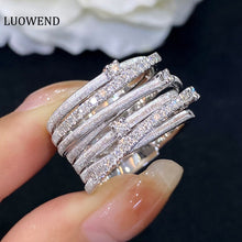 Load image into Gallery viewer, LUOWEND 18K White Gold Real Natural Diamond Ring for Women