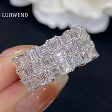 Load image into Gallery viewer, LUOWEND 18K White Gold Real Natural Diamond Ring for Women