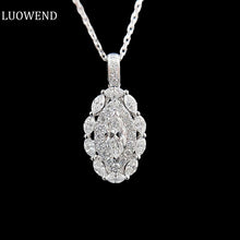 Load image into Gallery viewer, LUOWEND 18K White Gold Real Natural Diamond Pendant Necklace for Women