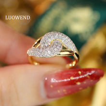 Load image into Gallery viewer, LUOWEND 18K Yellow Gold Real Natural Diamond Ring for Women
