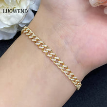 Load image into Gallery viewer, LUOWEND 18K Yellow Gold Real Natural Diamond Bracelet for Women