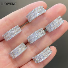 Load image into Gallery viewer, LUOWEND 18K White Gold Real Natural Diamond Ring for Women