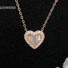 Load image into Gallery viewer, LUOWEND 18K Rose Gold Real Natural Diamond Necklace for Women
