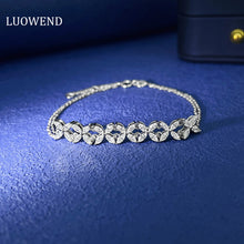 Load image into Gallery viewer, LUOWEND 18K White Gold Real Natural Diamond Bracelet for Women
