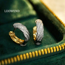 Load image into Gallery viewer, LUOWEND 18K Yellow Gold Real Natural Diamond Earrings for Women