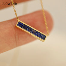 Load image into Gallery viewer, LUOWEND 18K Yellow Gold Real Natural Sapphire Gemstone Necklace for Women