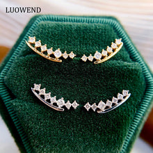 Load image into Gallery viewer, LUOWEND 18K White or Yellow Gold Real Natural Diamond Stud Earrings for Women