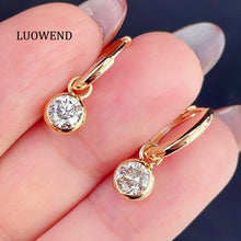 Load image into Gallery viewer, LUOWEND 18K White/Yellow Gold Fine Jewelry Real Natural Diamond Earrings for Women