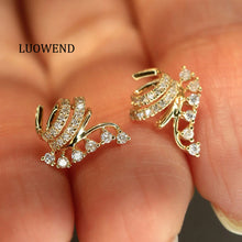 Load image into Gallery viewer, LUOWEND 18K White or Yellow Gold Natural Diamond Earrings for Women
