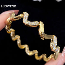 Load image into Gallery viewer, LUOWEND 18K Yellow Gold Real Natural Diamond Bracelet for Women