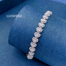 Load image into Gallery viewer, LUOWEND 18K White Gold Real Natural Diamond Bracelet for Women