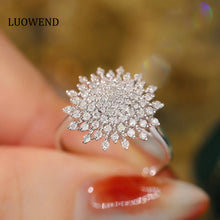 Load image into Gallery viewer, LUOWEND 18K White Gold Real Natural Diamond Ring for Women