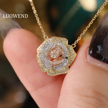 Load image into Gallery viewer, LUOWEND 18K White+Yellow+Rose Gold Natural Diamond Necklace for Women