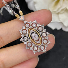 Load image into Gallery viewer, LUOWEND 18K White and Yellow Gold Real Natural Diamond Pendant Necklace for Women