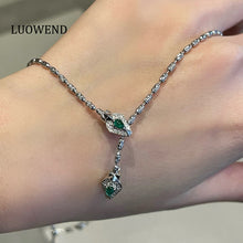Load image into Gallery viewer, LUOWEND 18K White/Yellow Gold Natural Emerald Necklace for Women