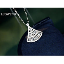 Load image into Gallery viewer, LUOWEND 18K White Gold Real Natural Diamond Pendant Necklace for Women