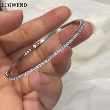 Load image into Gallery viewer, LUOWEND 18K White Gold Real Natural Diamond Bangle for Women