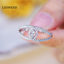 Load image into Gallery viewer, LUOWEND 18K White Gold Real Natural Diamond Ring for Women