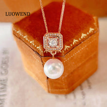 Load image into Gallery viewer, LUOWEND 18K Rose Gold Natural Pearl Necklace for Women