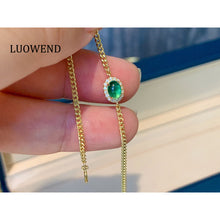 Load image into Gallery viewer, LUOWEND 18K Yellow Gold Natural Emerald Bracelet for Women