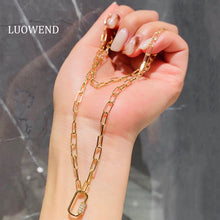 Load image into Gallery viewer, LUOWEND 18K Yellow Gold Diamond Necklace for Women