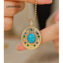 Load image into Gallery viewer, LUOWEND 18K Yellow Gold Real Natural Gemstone Necklace for Women