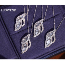 Load image into Gallery viewer, LUOWEND 18K White Gold Real Natural Diamond Pendant Necklace for Women