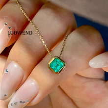 Load image into Gallery viewer, LUOWEND 18K Yellow Gold Natural Emerald Necklace for Women