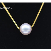 Load image into Gallery viewer, LUOWEND 18k Yellow Gold Natural Pearl Necklace for Women