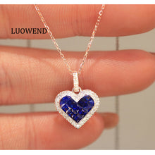 Load image into Gallery viewer, LUOWEND 18K White Gold Natural Sapphire Necklace for Women