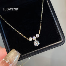 Load image into Gallery viewer, LUOWEND 18K Yellow Gold Natural Diamond Necklace for Women