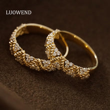 Load image into Gallery viewer, LUOWEND 18K Yellow Gold Real Natural Diamond Ring for Women