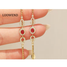 Load image into Gallery viewer, LUOWEND 18K Yellow Gold Natural Ruby Bracelet for Women
